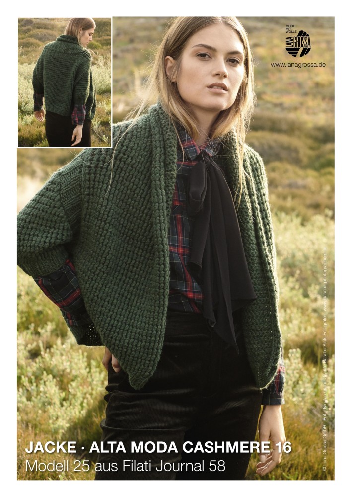 Jacke Alta Moda Cashmere 16 mit Schalkragen im Wickelmaschenmuster
