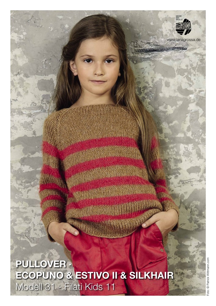 Pullover in Streifen mit Ecopuno, Estivo II und Silkhair für Kinder