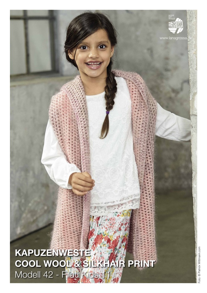 Kapuzenweste Cool Wool & Silkhair Print für Kinder