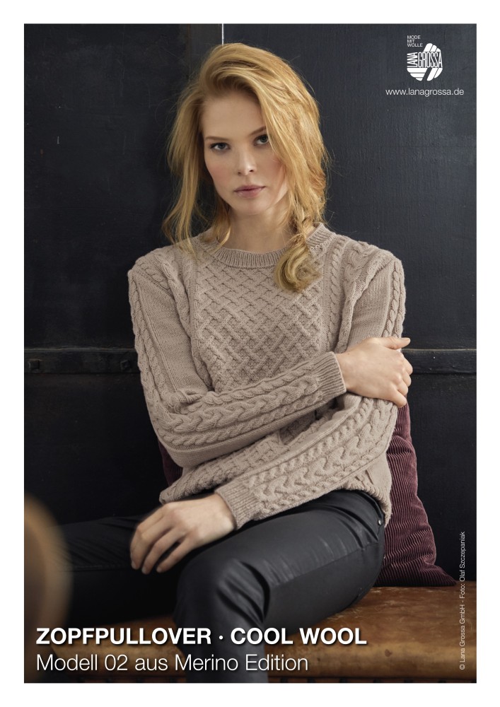 Zopfpullover aus Merino Edition