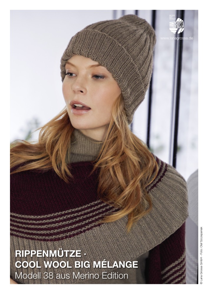 Rippenmütze aus Cool Wool Big Mélange