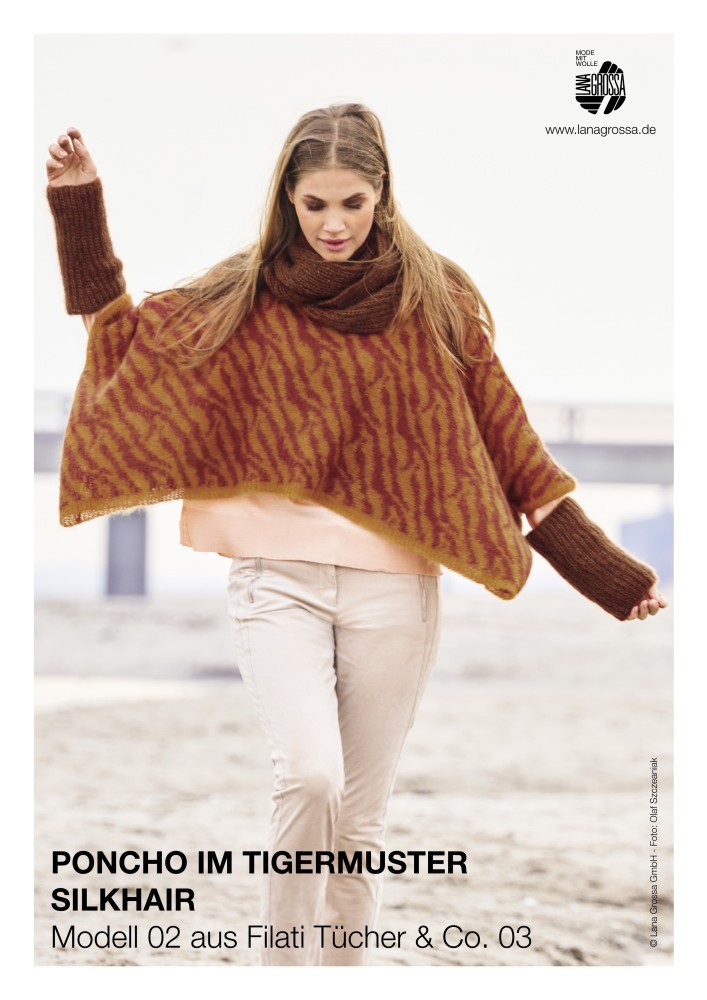 Poncho im Tigermuster Silkhair