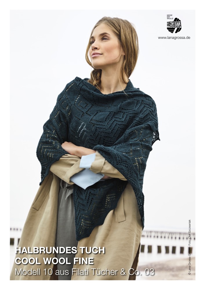 Halbrundes Tuch Cool Wool Fine