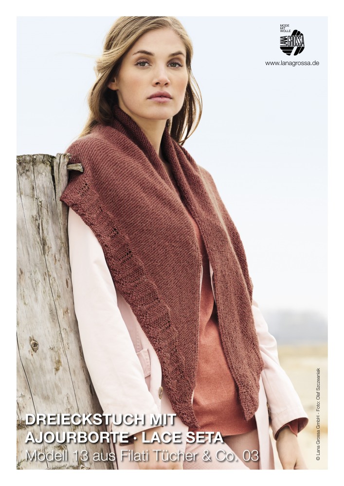 Dreieckstuch mit Ajourborte aus Lace Seta