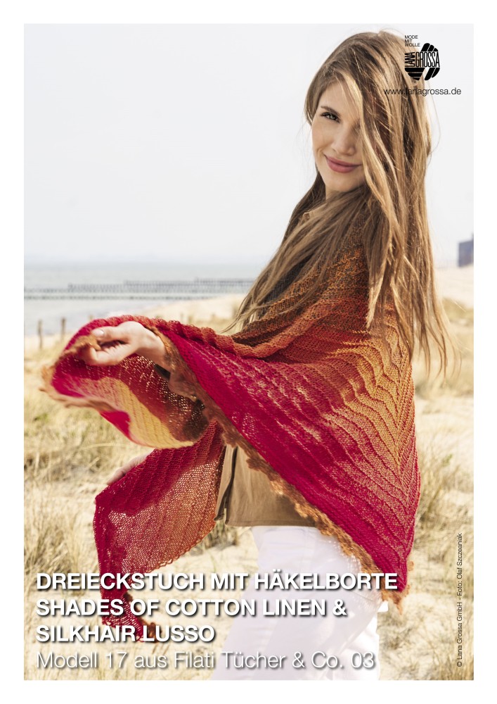 Dreieckstuch mit Häkelborte Shades of Cotton Linen & Silkhair Lusso