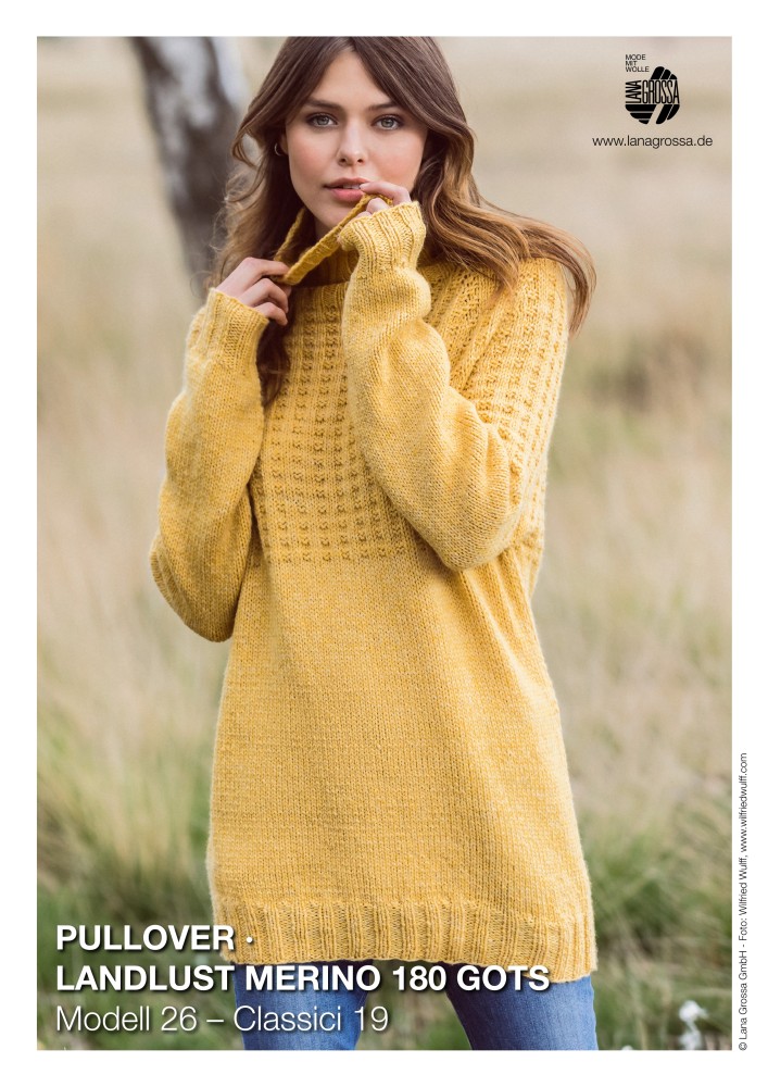 Pullover Modell 26 aus Landlust Merino 180 GOTS im Waffelmuster