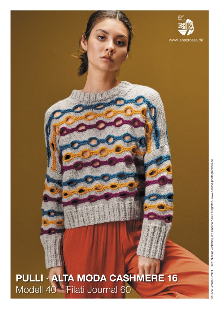 Pullover mit Querrippen-Lochmuster aus Alta Moda Cashmere 16