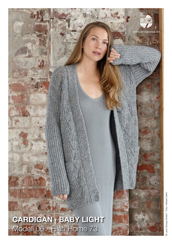Cardigan Baby Light in Rippen-Lochmuster und Halbpatent