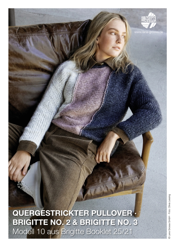 Quergestrickter Pullover mit Farbblöcken