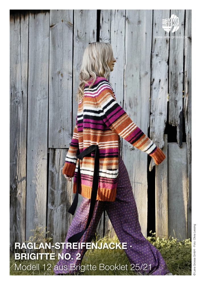 Raglan-Streifenjacke Brigitte No. 2 Modell 12
