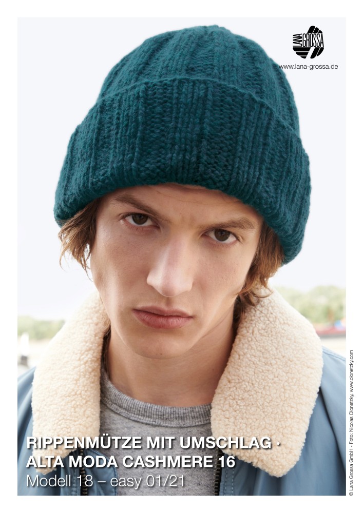 Rippenmütze mit Umschlag aus Alta Moda Cashmere 16