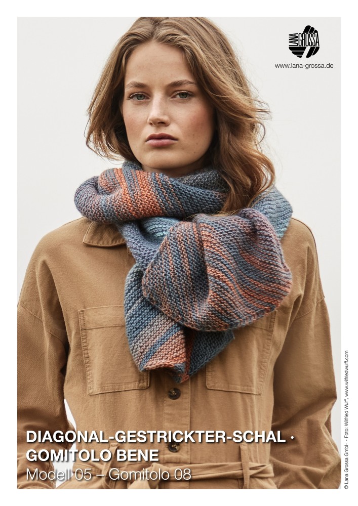 Diagonal gestrickter Schal Gomitolo Bene