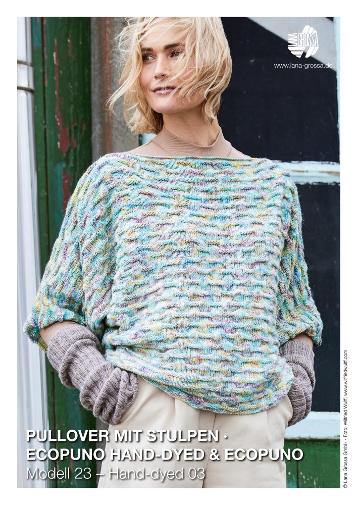 Pullover mit Stulpen aus Ecopuno Hand-dyed & Ecopuno