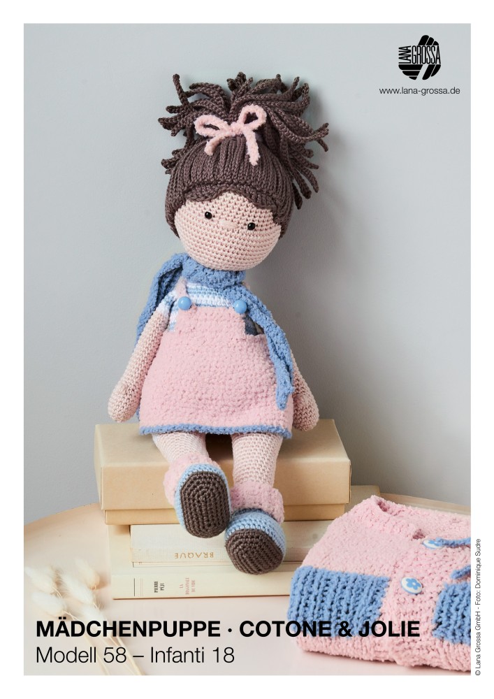 Mädchenpuppe mit Kleid und Schal aus Cotone & Jolie