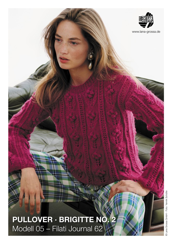 Pullover Brigitte No. 2 mit Noppen- und Lochmuster und Blütenstickerei