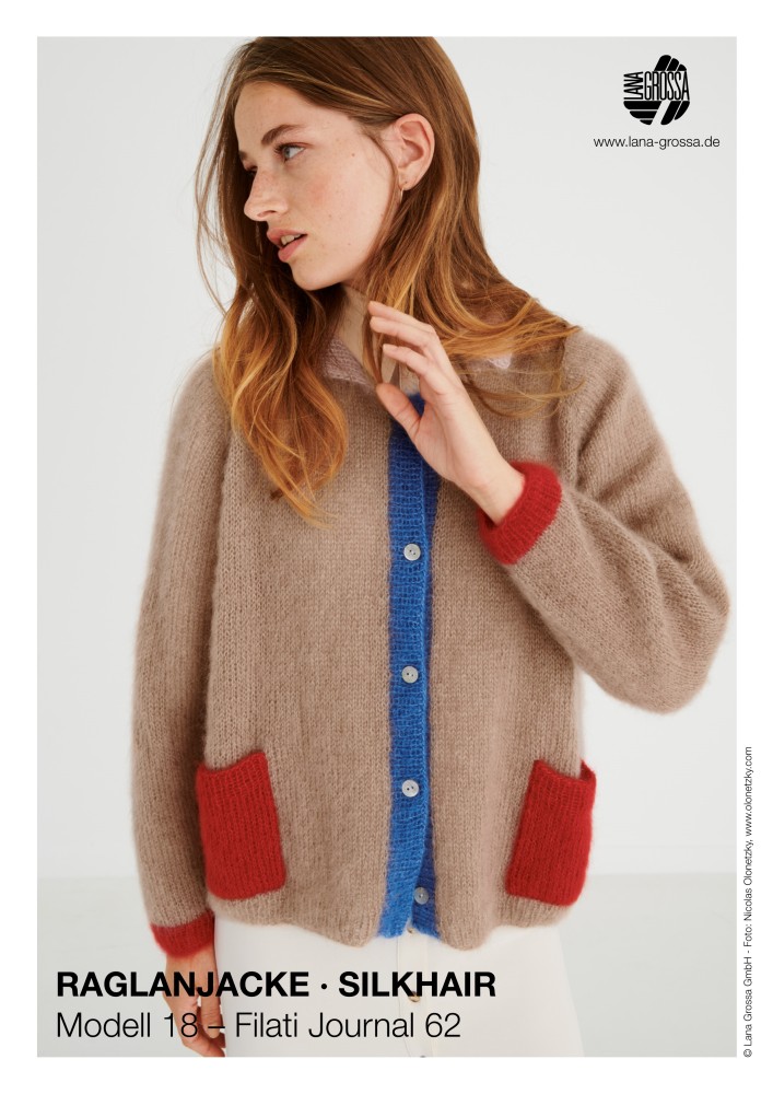 Raglanjacke Silkhair mit aufgesetzten Taschen