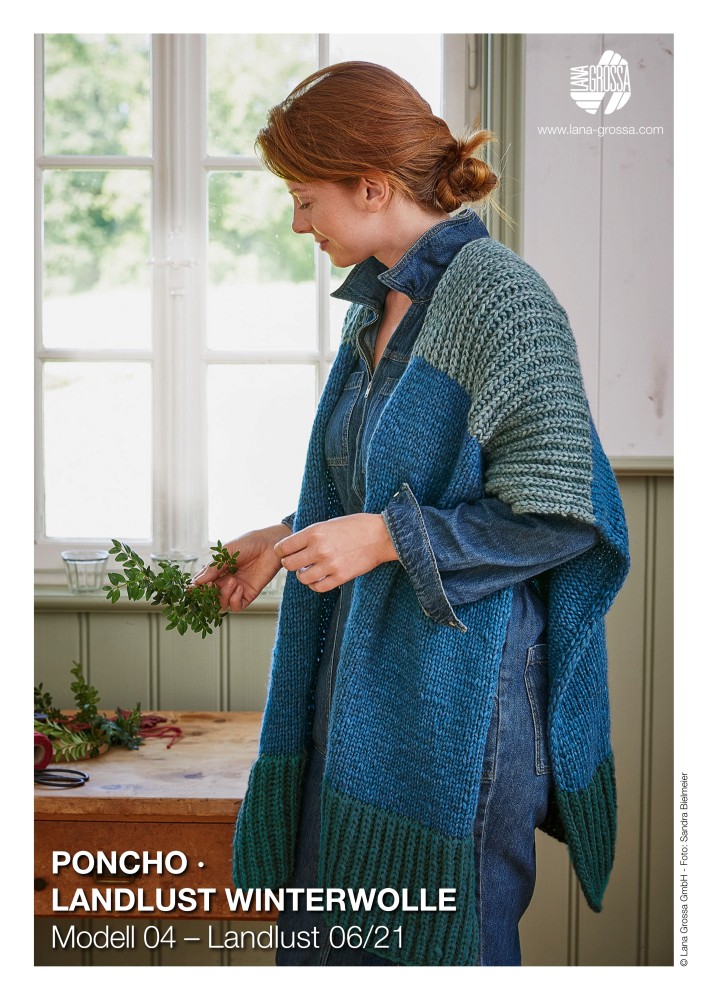 Poncho Landlust Winterwolle Modell 04