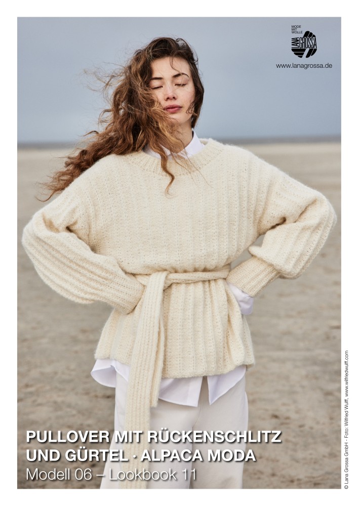 Pullover mit Rückenschlitz und Gürtel Alpaca Moda