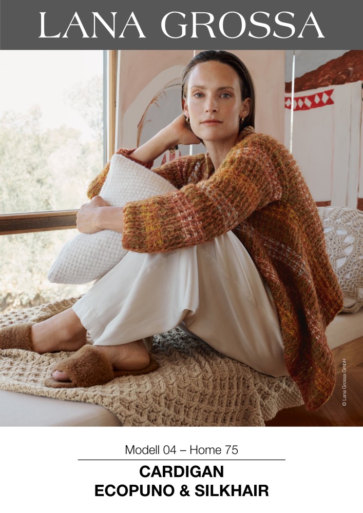 Cardigan im gestreiften Hebemaschenmuster aus Ecopuno und SilkHair