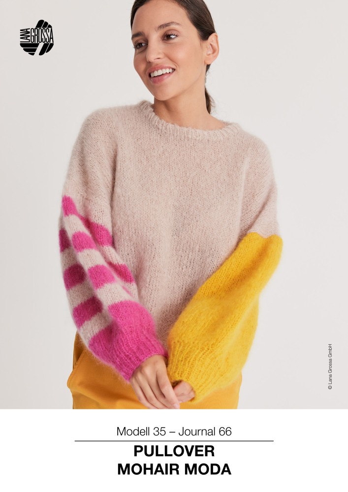 Pullover Mohair Moda mit mehrfarbigen Ärmeln