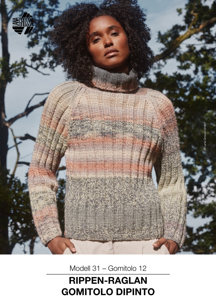 Rippen-Raglan Pullover aus Gomitolo Dipinto