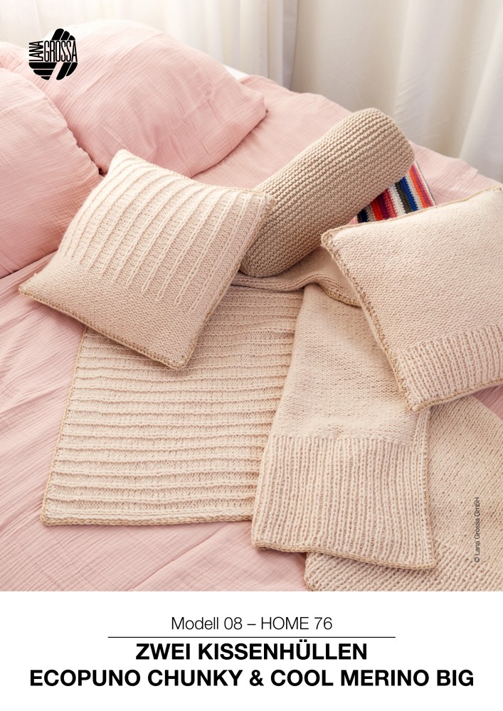 Zwei Kissenhüllen aus Ecopuno Chunky & Cool Merino Big
