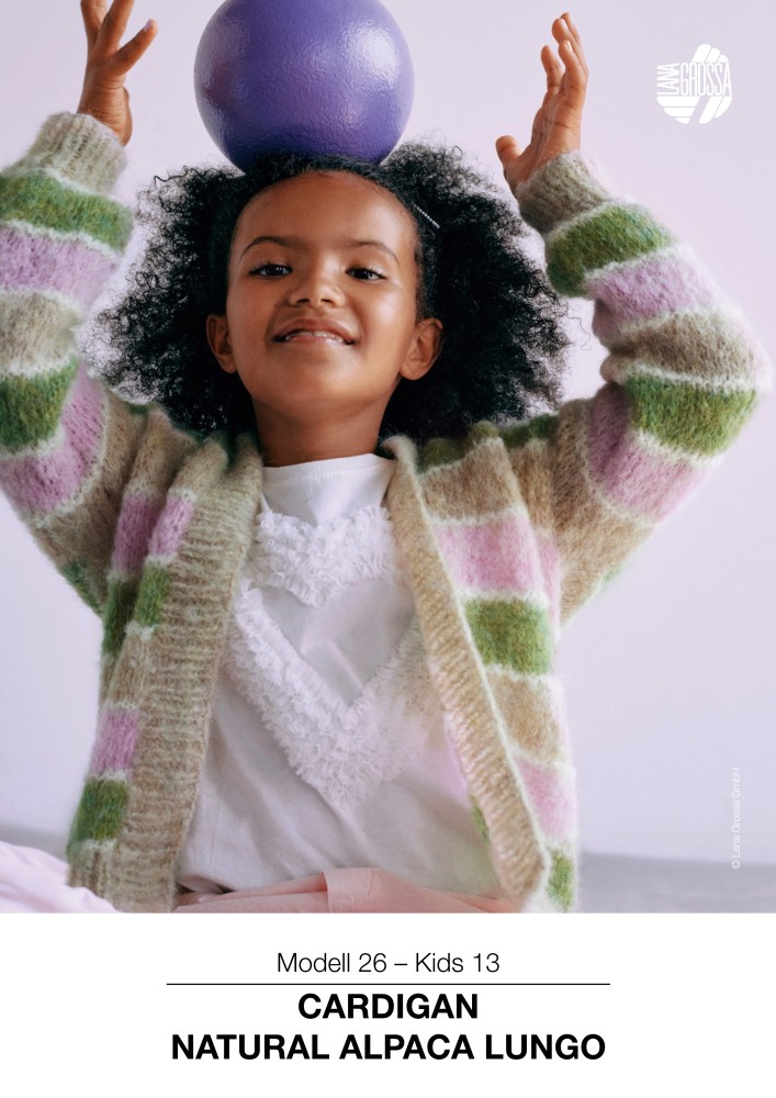 Kids 13 Cardigan aus Natural Alpaca Lungo