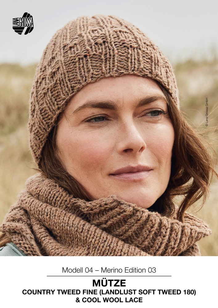Mütze aus Merino Country Tweed Fine und Cool Wool Lace