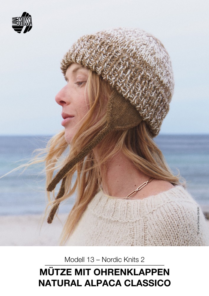 Mütze mit Ohrenklappen Natural Alpaca Classico