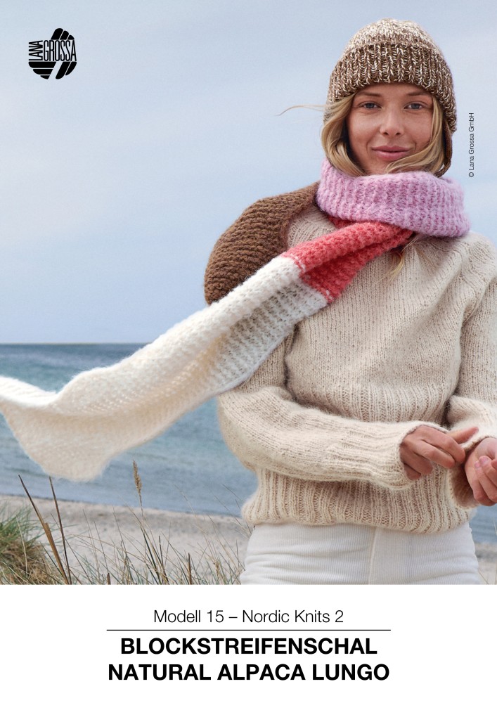 Blockstreifenschal Natural Alpaca Lungo