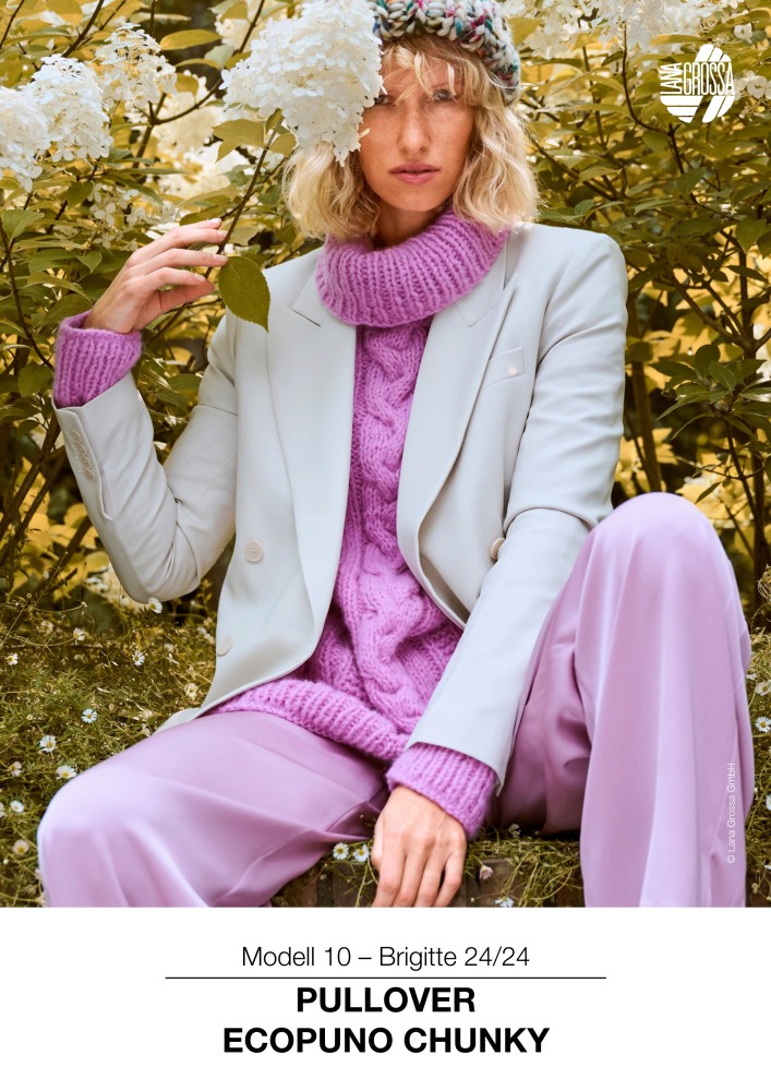 Zopfpullover mit Kragen aus Ecopuno Chunky