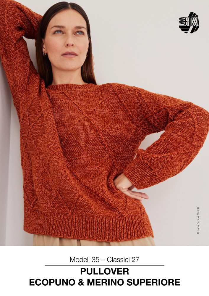 Pullover aus Ecopuno und Merino Superiore mit Rautenmuster