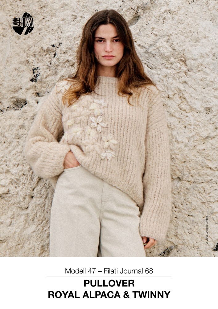 Pullover Royal Alpaca & Twinny mit Blütenstickerei