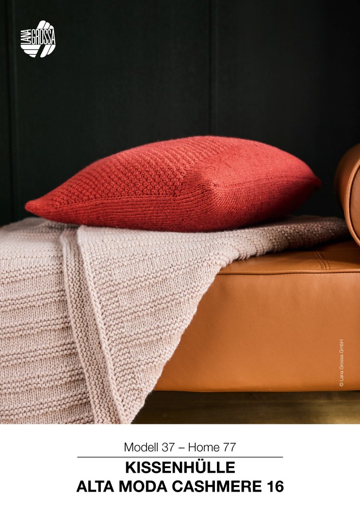 Kissenhülle aus Cashmere-Garn mit Perlmuster