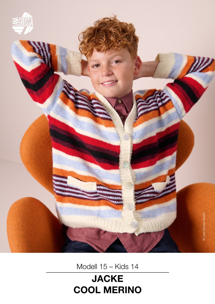 Kinderjacke Cool Merino mit bunten Streifen