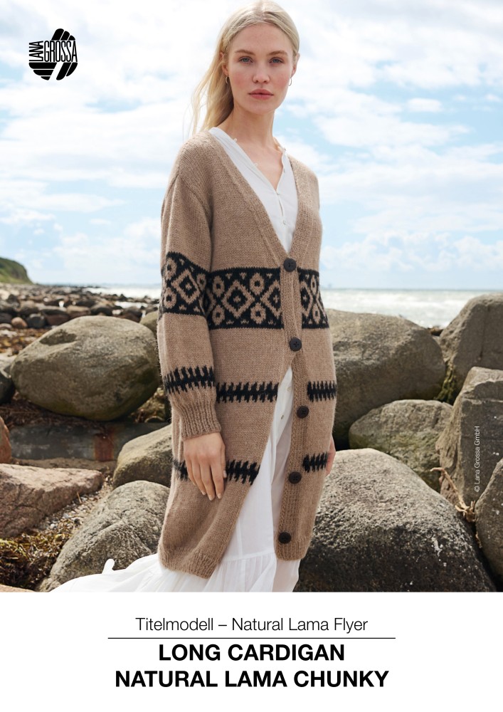 Long Cardigan Natural Lama Chunky