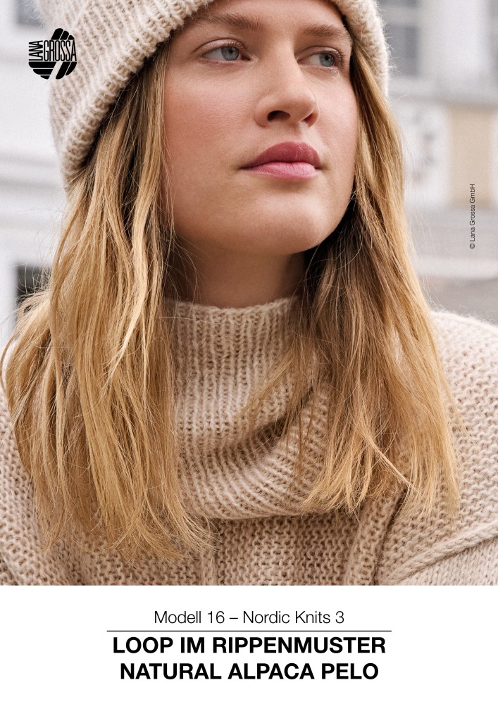 Loop im Rippenmuster Natural Alpaca Pelo