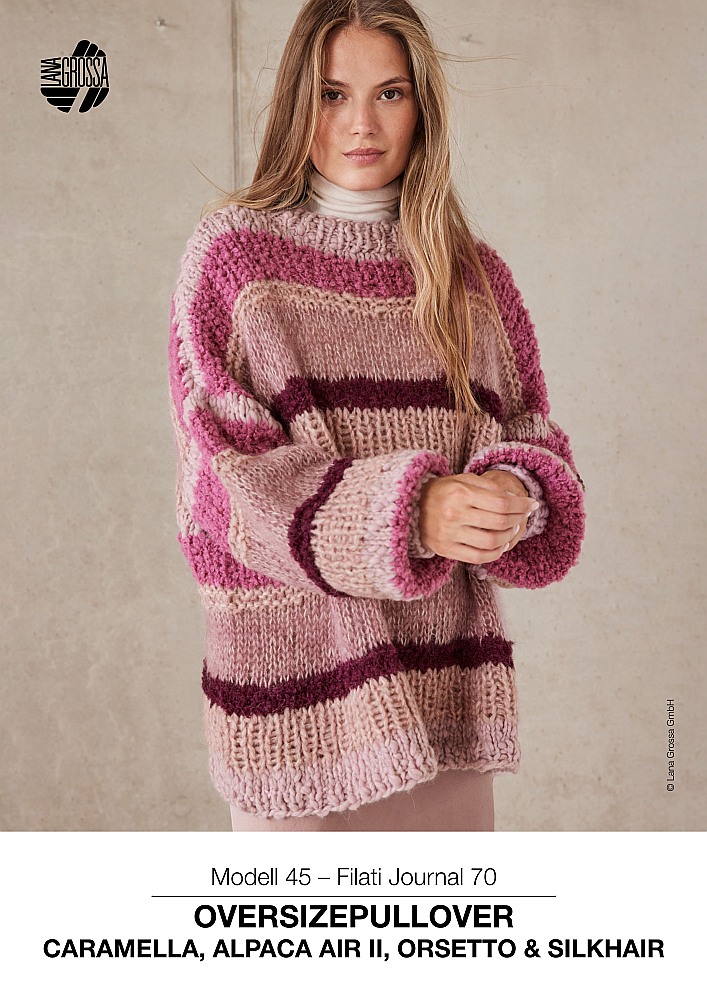 Oversizepullover mit Farbverlauf in Caramella, Alpaca Air II, Orsetto und Silkhair