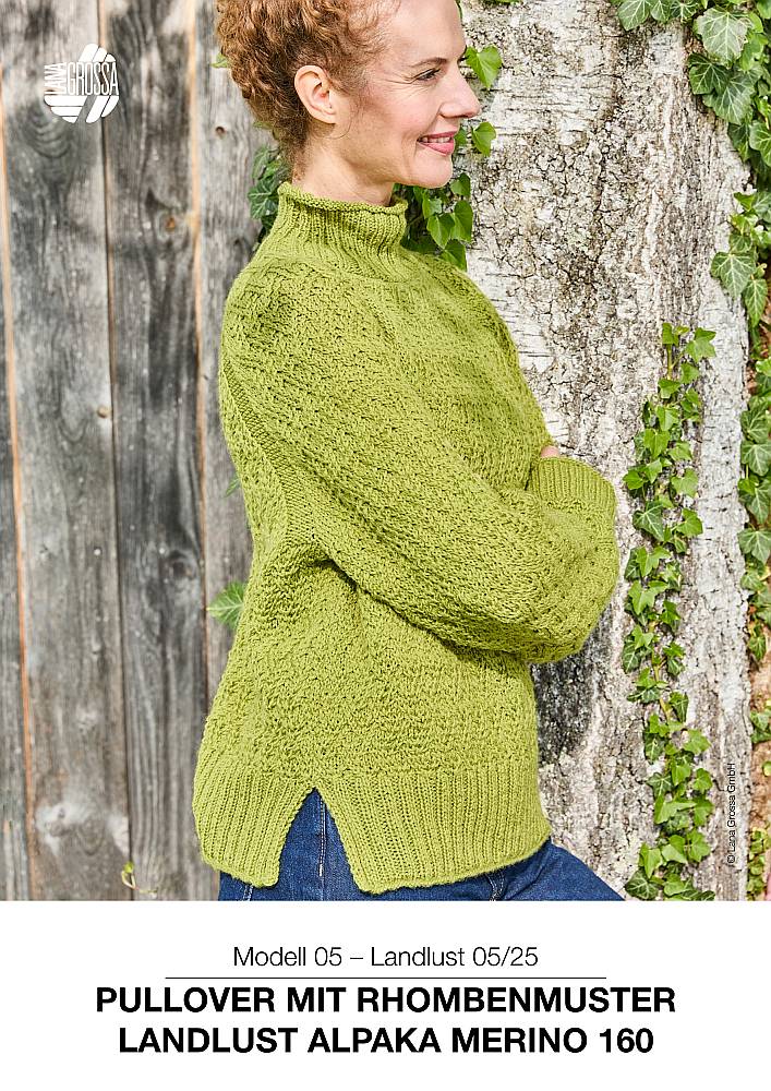 Pullover mit Rhombenmuster aus Landlust Alpaka Merino 160