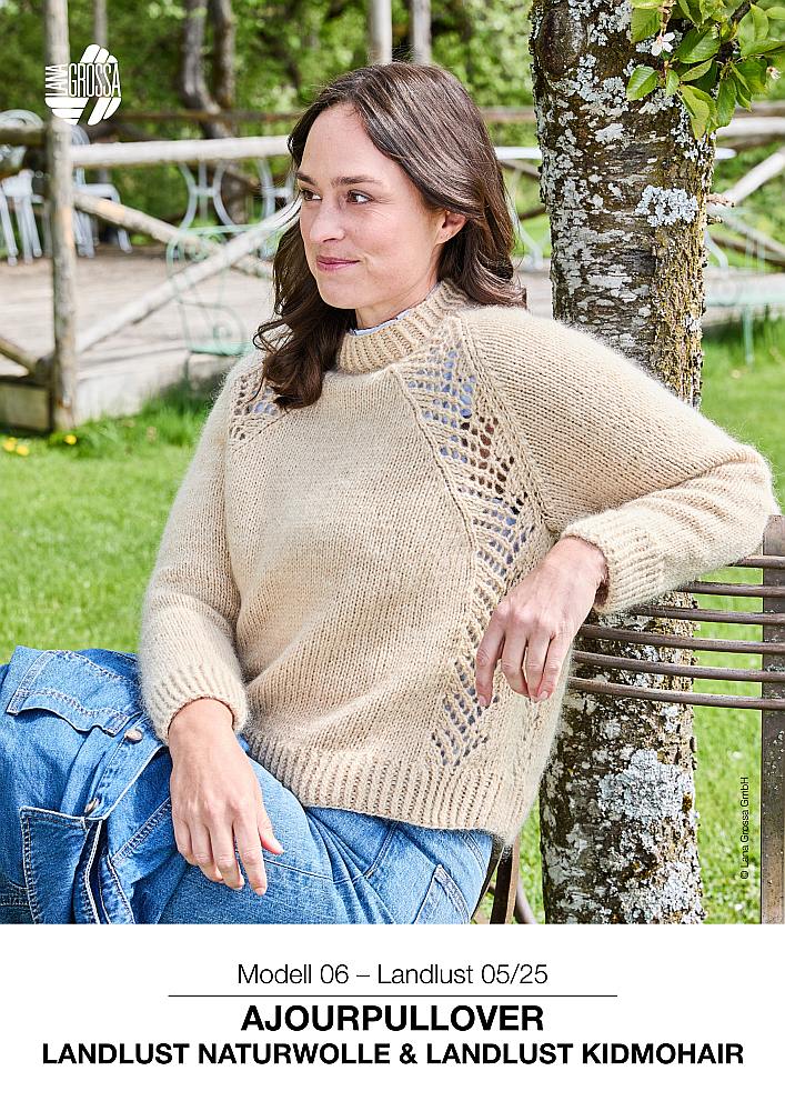 Ajourpullover aus Landlust Naturwolle und Kidmohair