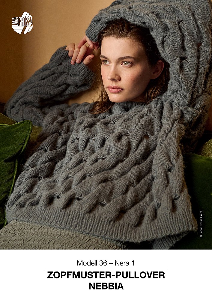 Zopfmuster-Pullover Nebbia Modell 36 – Nera 1