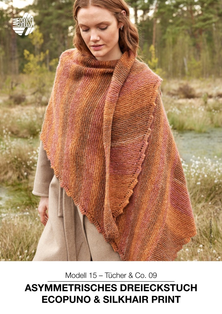 Asymmetrisches Dreieckstuch Ecopuno & Silkhair Print