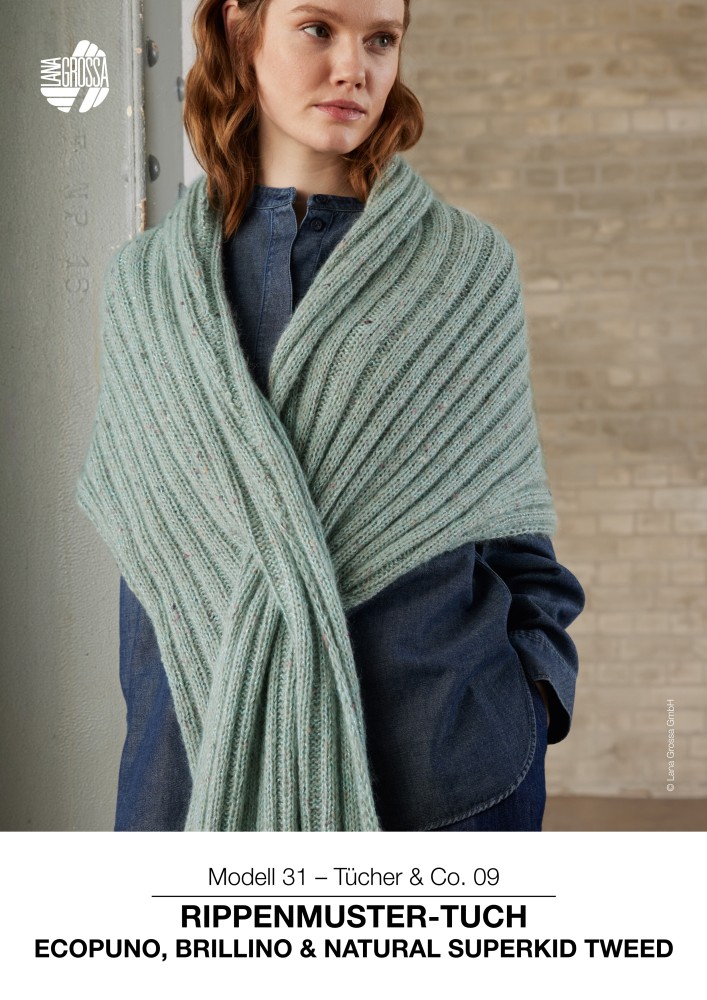 Rippenmuster-Tuch mit Ecopuno, Brillino & Natural Superkid Tweed