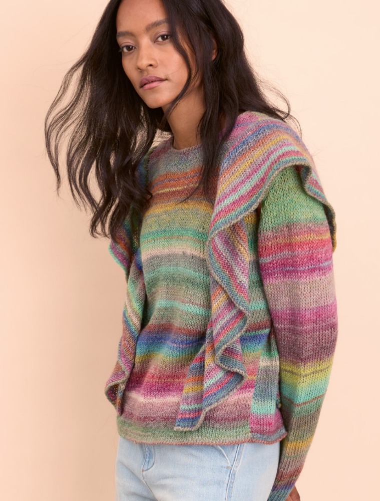 Pullover mit Rüschen aus Gomitolo Intenso