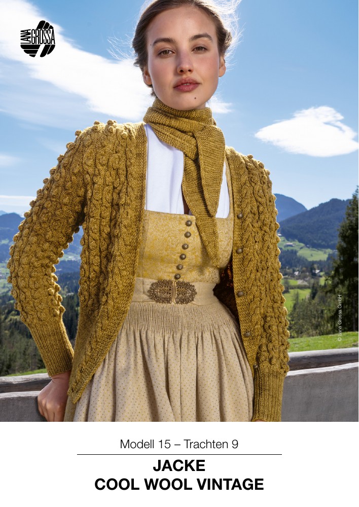 Jacke Cool Wool Vintage im Zopf-Noppenmuster