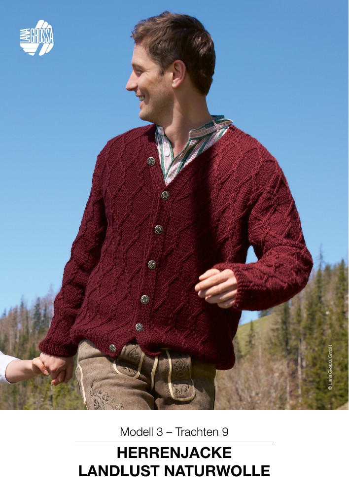 Herrenjacke Landlust Naturwolle im Rautenzopfmuster