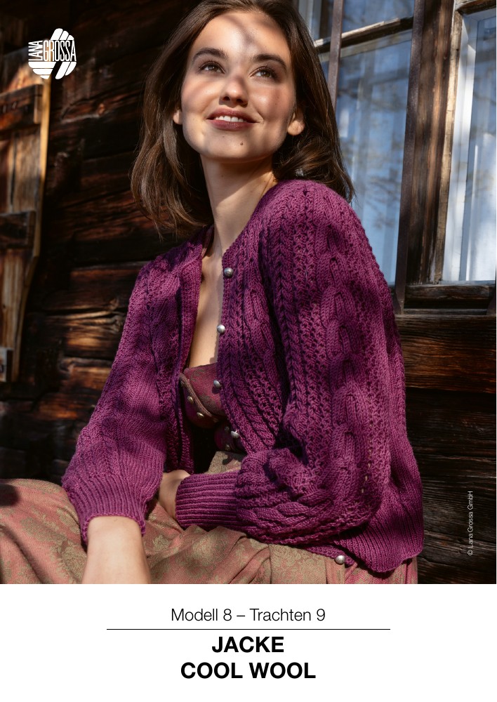 Jacke Cool Wool mit Zopf-Lochmuster